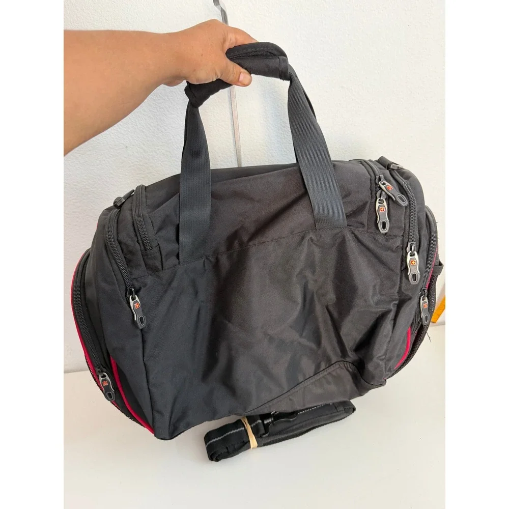 Swisswin Black Red Duffel Bag Travel Gym‎ Overnight Weekend Carry On Luggage